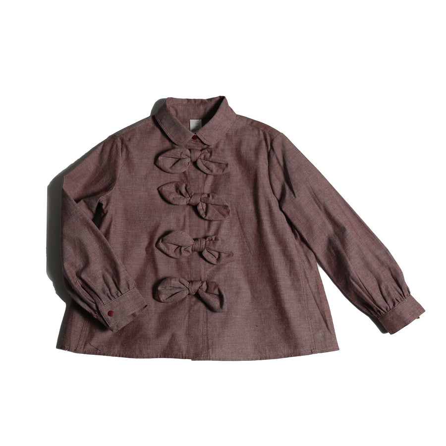 Maya Bow Blouse - Raisin - Posh New York