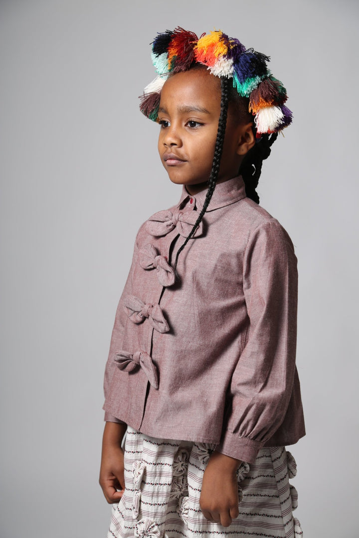 Maya Bow Blouse - Raisin - Posh New York