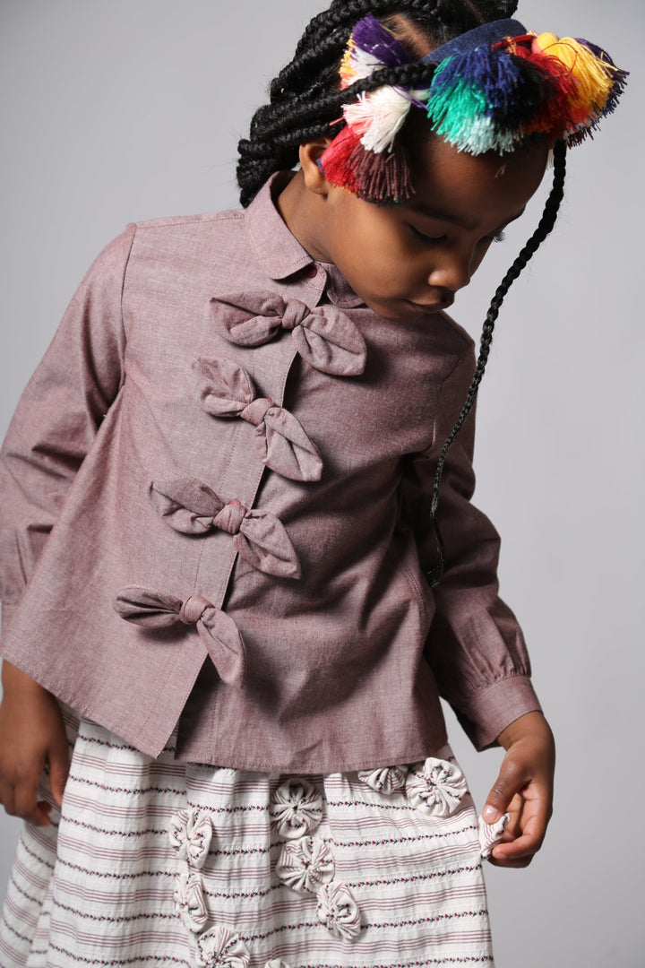Maya Bow Blouse - Raisin - Posh New York