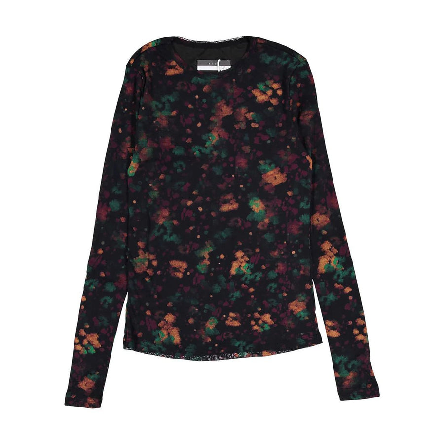 Mesh Dark Floral Mockneck - Black - Posh New York