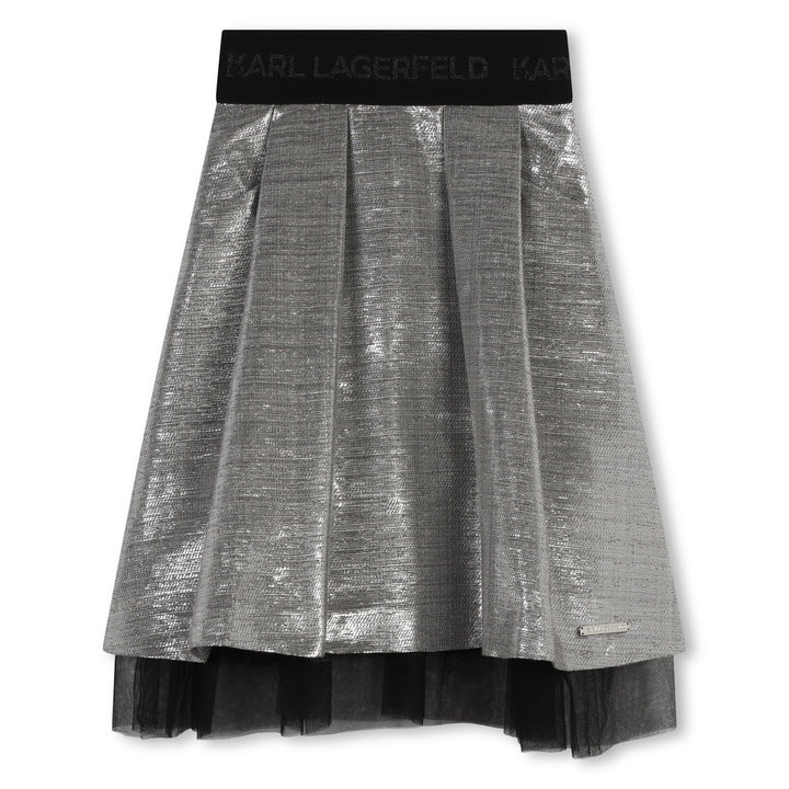 Mid Length Metallic Mesh Skirt - Silver - Posh New York