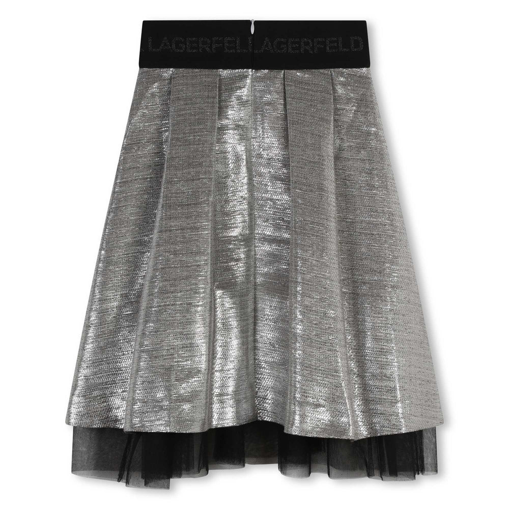 Mid Length Metallic Mesh Skirt - Silver - Posh New York