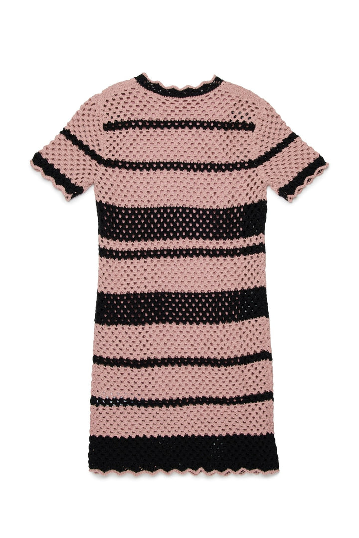 Midi Crochet Dress With Tank Lining - Pink Black - Posh New York