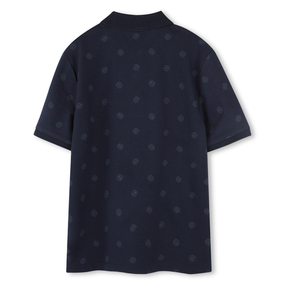 Mini Me Allover B Print Polo - Navy - Posh New York