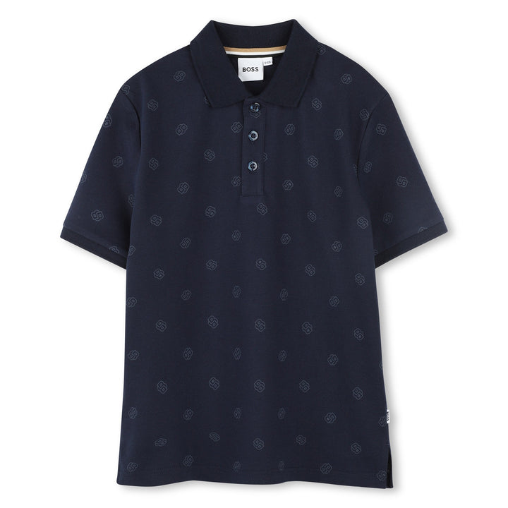 Mini Me Allover B Print Polo - Navy - Posh New York