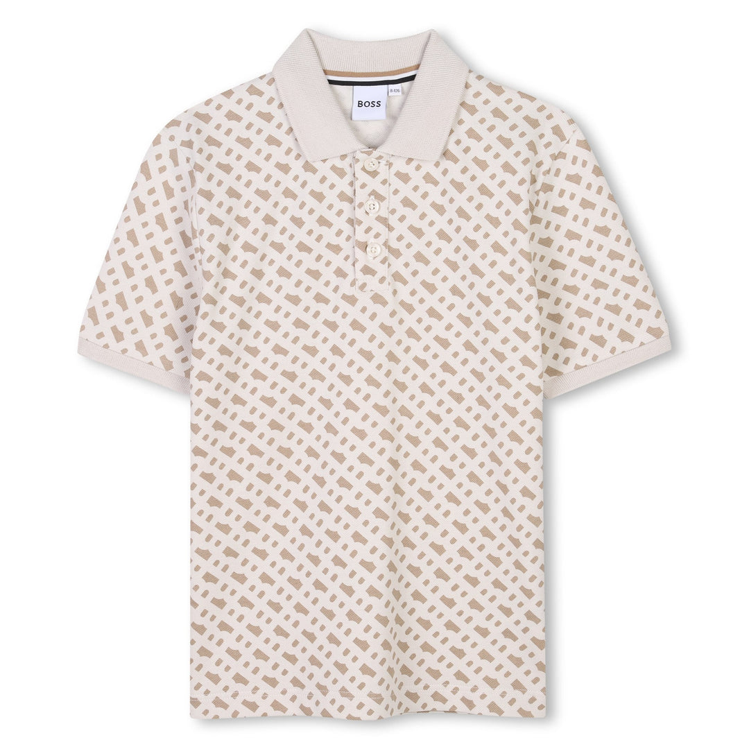 Mini Me Allover B Print Polo - Sand - Posh New York