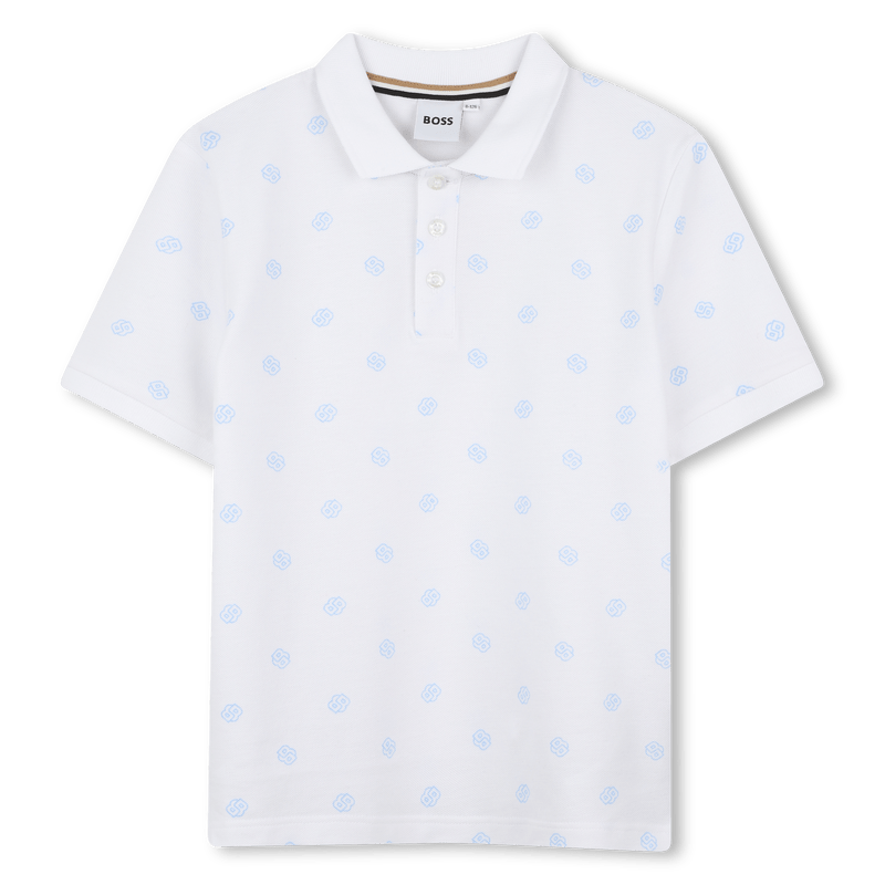 Mini Me Allover B Print Polo - White - Posh New York