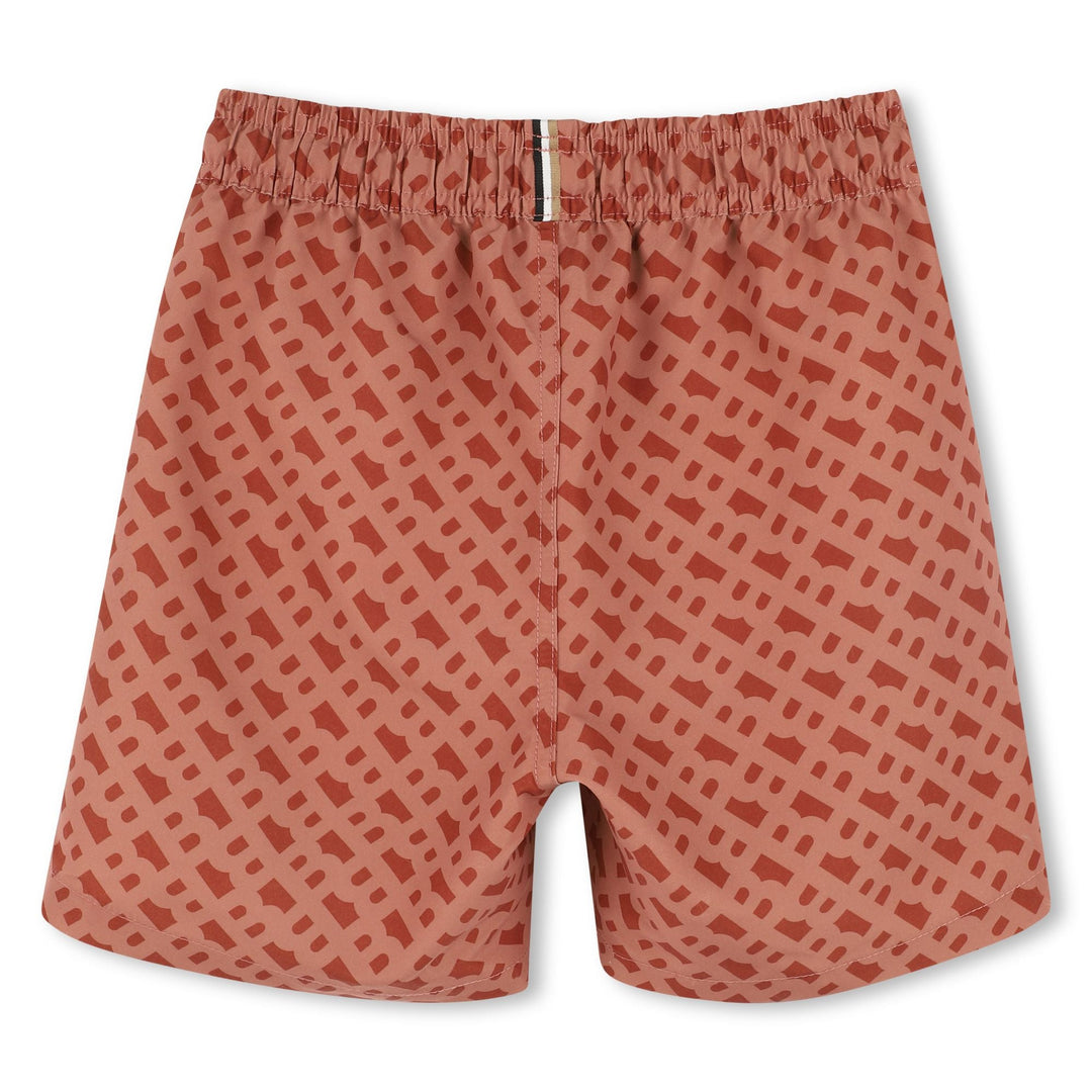 Mini Me B Print Swim Shorts - Chocolate Brown - Posh New York