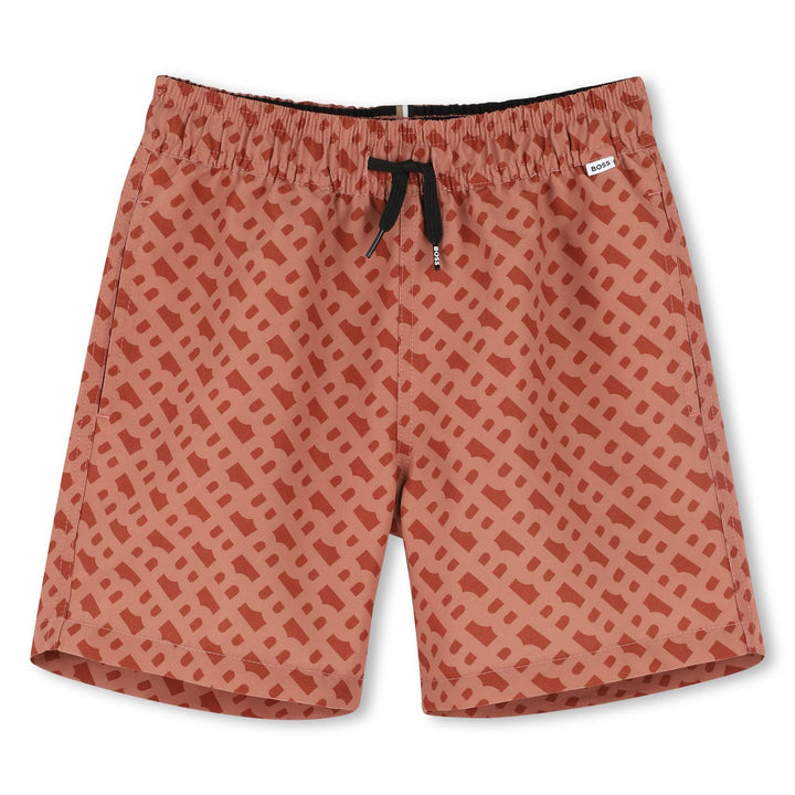 Mini Me B Print Swim Shorts - Chocolate Brown - Posh New York