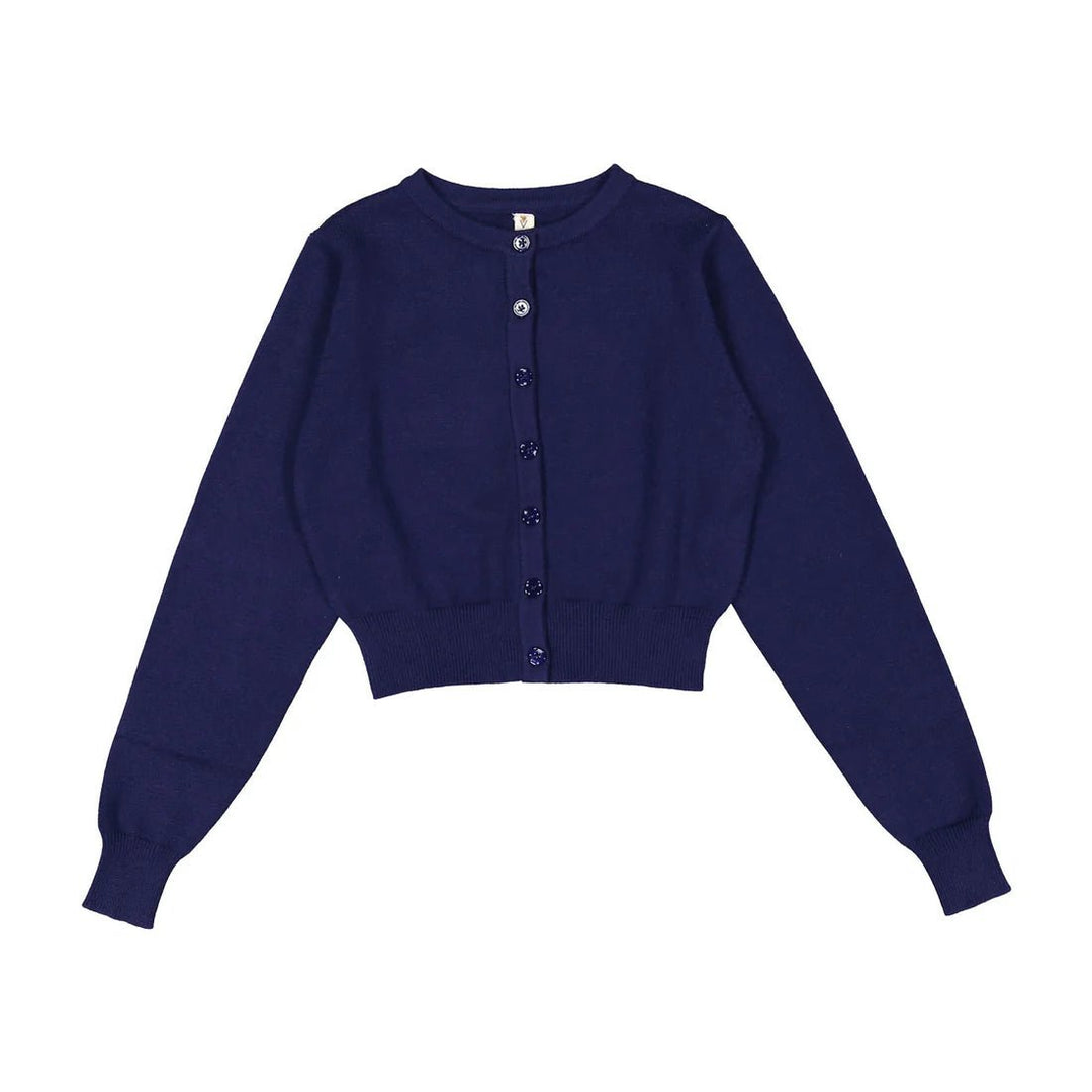 Navy Knit Crop Cardigan - Navy - Posh New York