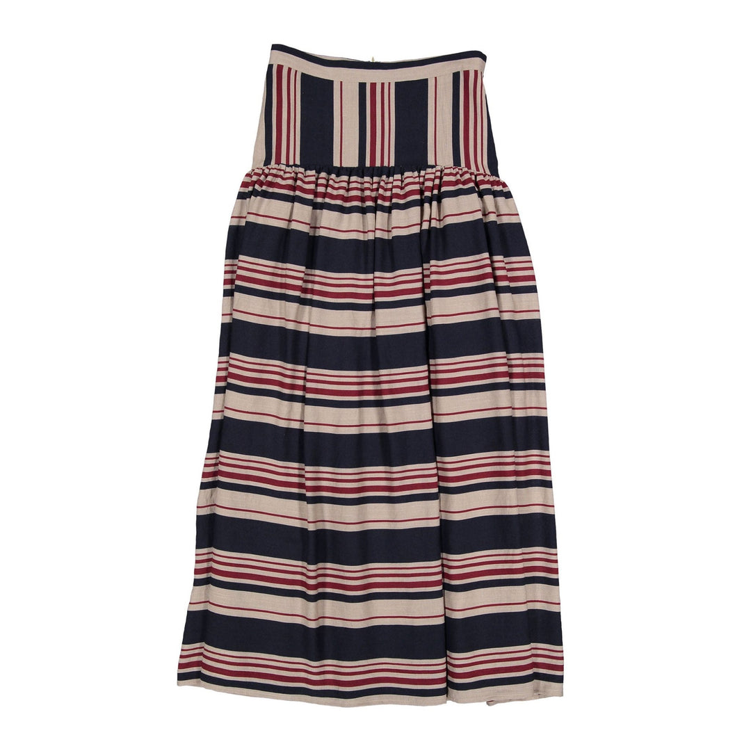 Navy Multi Striped Drop Waiste Skirt - Stripe - Posh New York