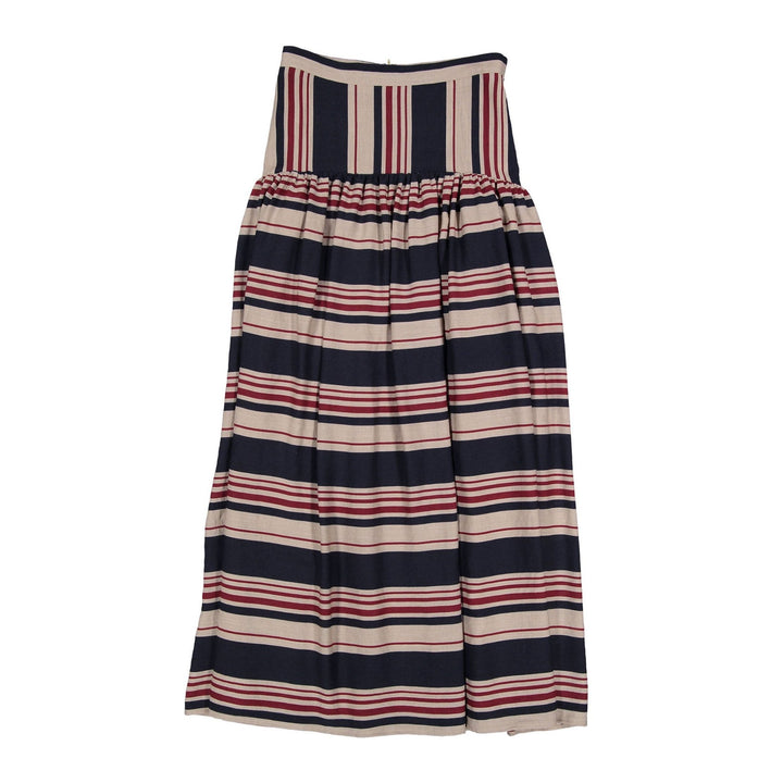 Navy Multi Striped Drop Waiste Skirt - Stripe - Posh New York