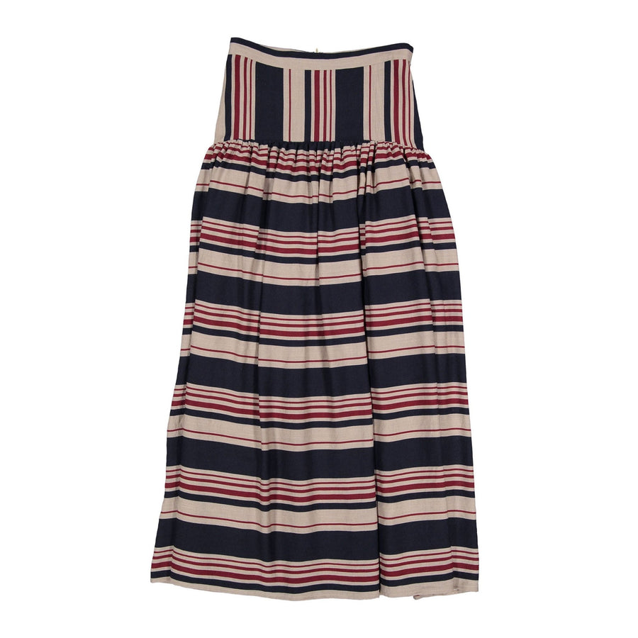 Navy Multi Striped Drop Waiste Skirt - Stripe - Posh New York