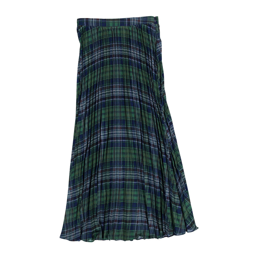 Navy Plaid Pleated Skirt - Print - Posh New York