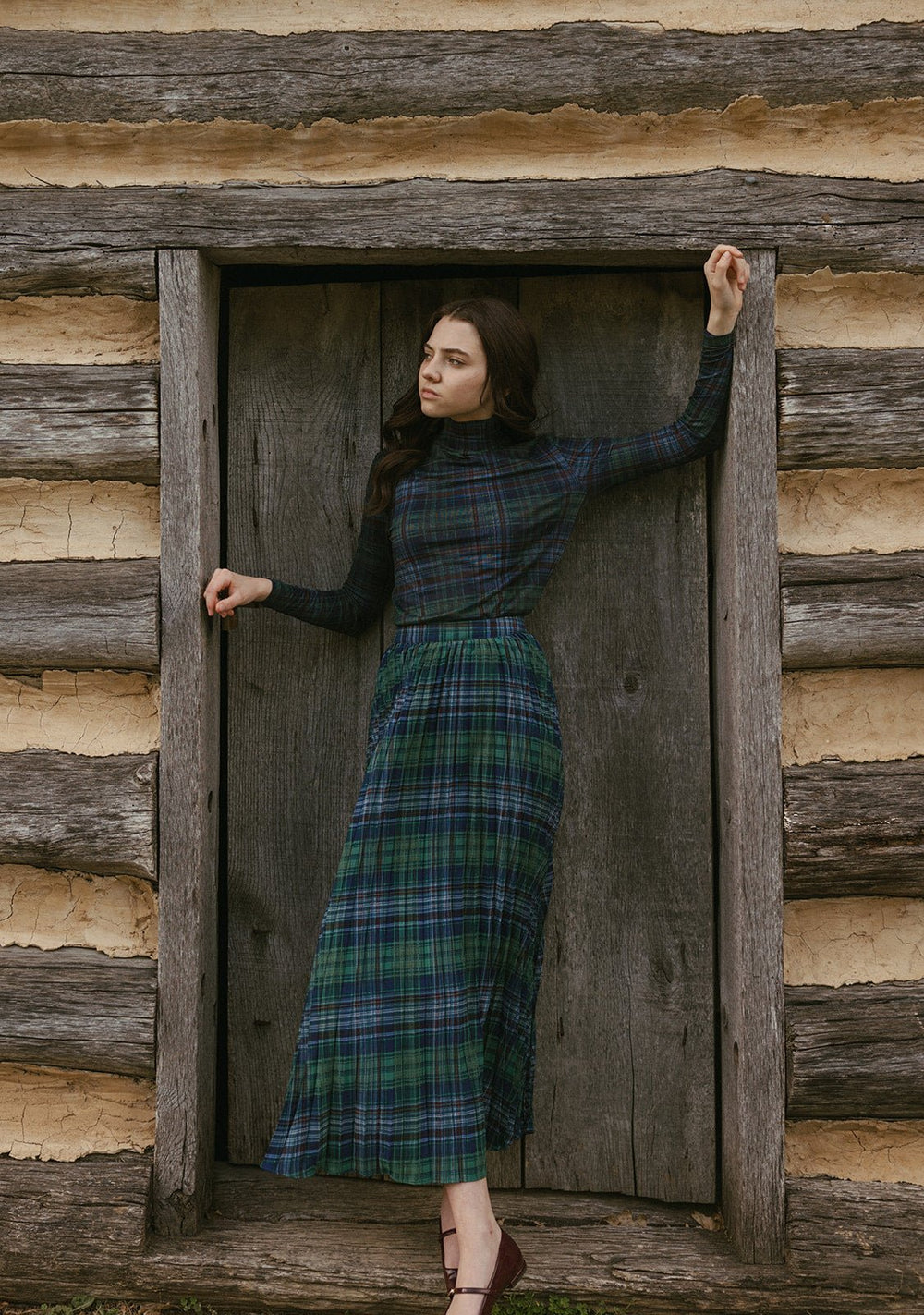 Navy Plaid Pleated Skirt - Print - Posh New York
