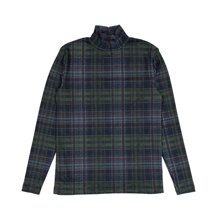 Navy Plaid Turtleneck - Navy - Posh New York