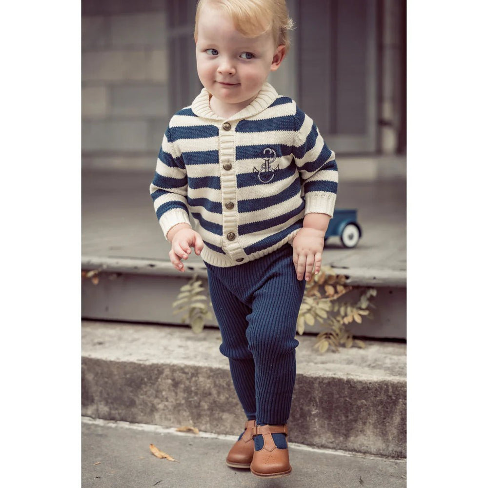 Navy Ribbed Leggings - Navy - Posh New York