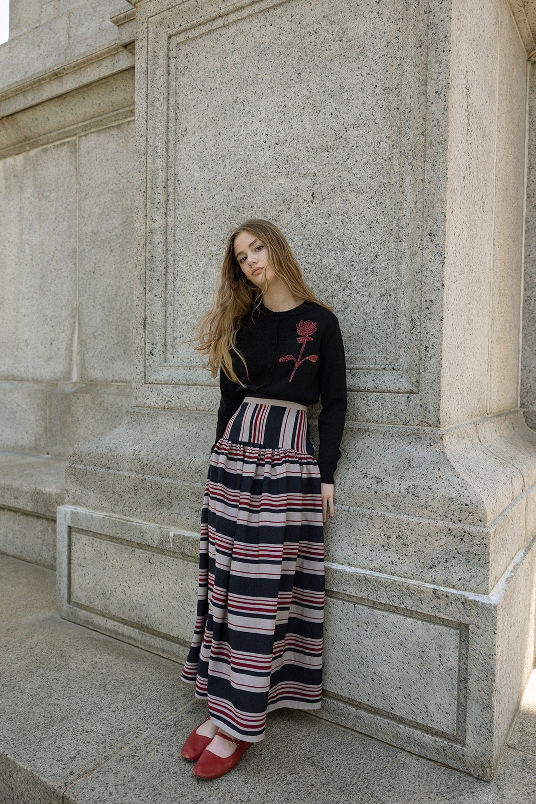 Navy Rose Embroidered Cardigan - Dark Navy - Posh New York