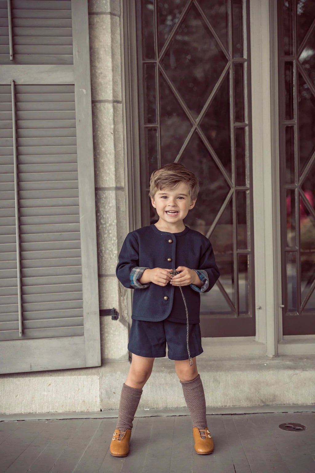 Navy Suspender Shorts - Navy - Posh New York