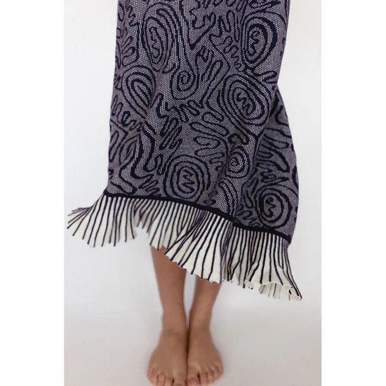 Navy Swirl Print Ruffle Skirt - Navy - Posh New York