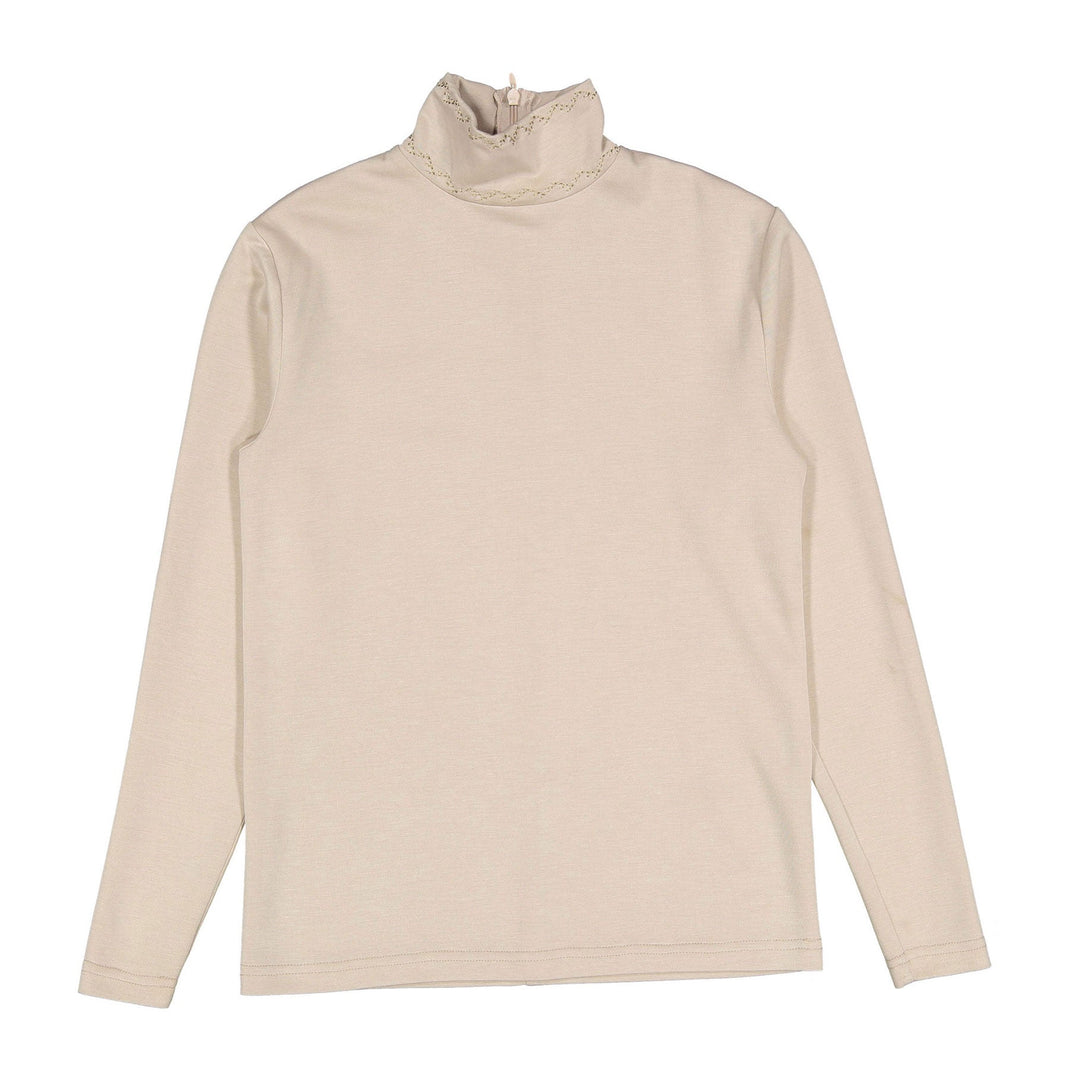 Oatmeal Mockneck with Stich Embro - Oatmeal - Posh New York
