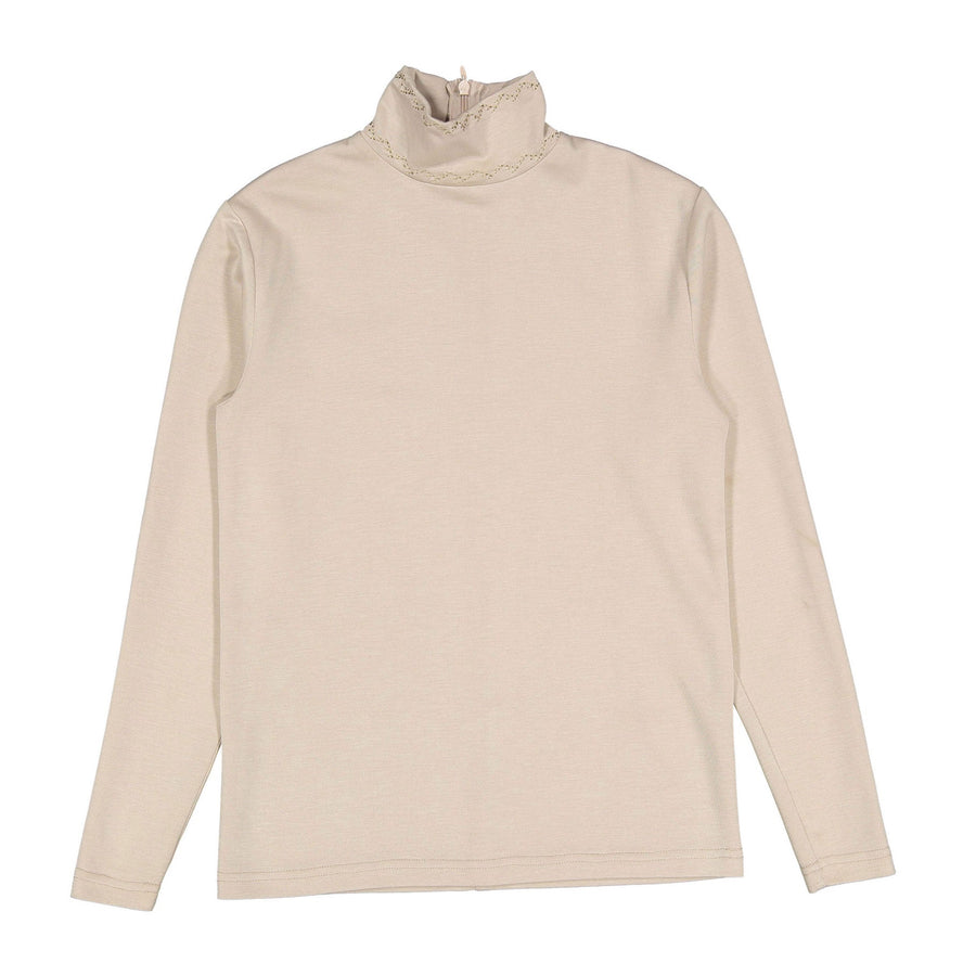 Oatmeal Mockneck with Stich Embro - Oatmeal - Posh New York