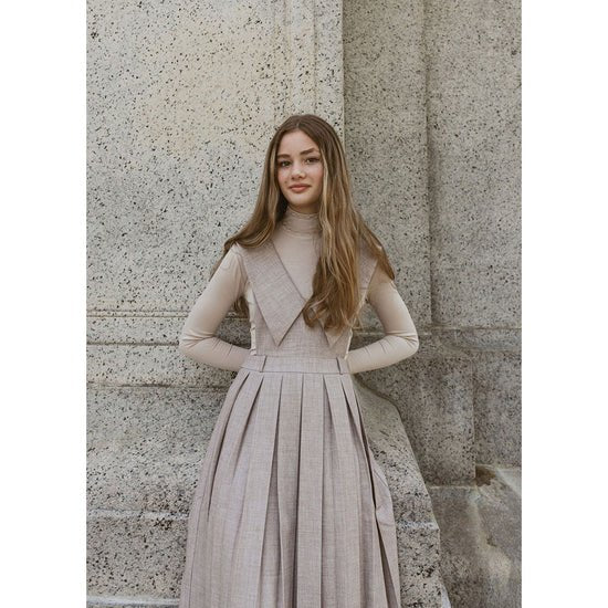 Oatmeal Pleated Jumper - Oatmeal - Posh New York