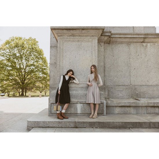 Oatmeal Pleated Jumper - Oatmeal - Posh New York