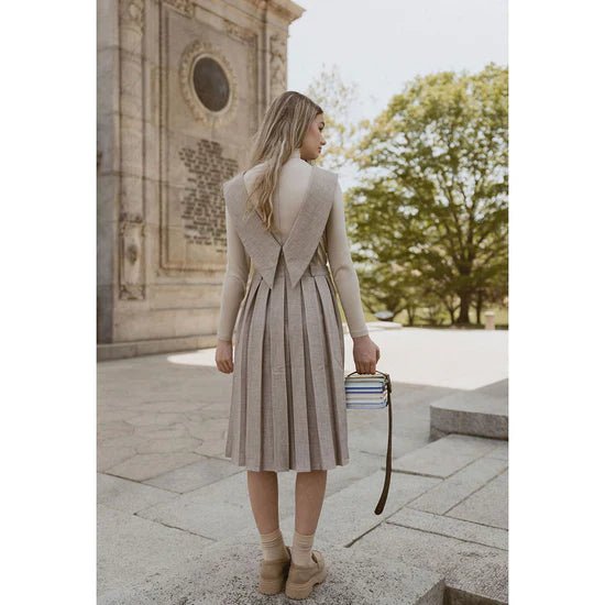 Oatmeal Pleated Jumper - Oatmeal - Posh New York