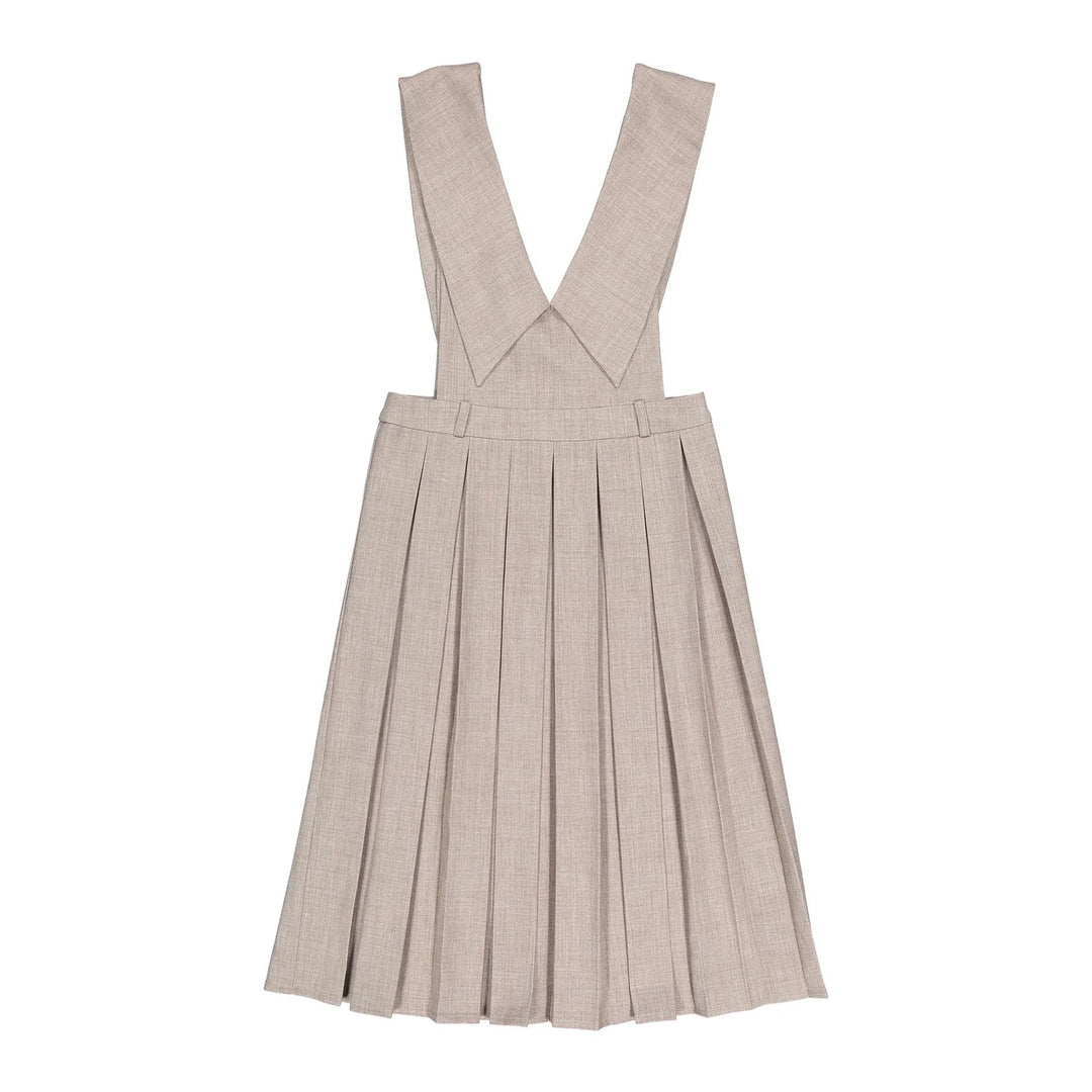 Oatmeal Pleated Jumper - Oatmeal - Posh New York
