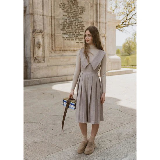 Oatmeal Pleated Jumper - Oatmeal - Posh New York
