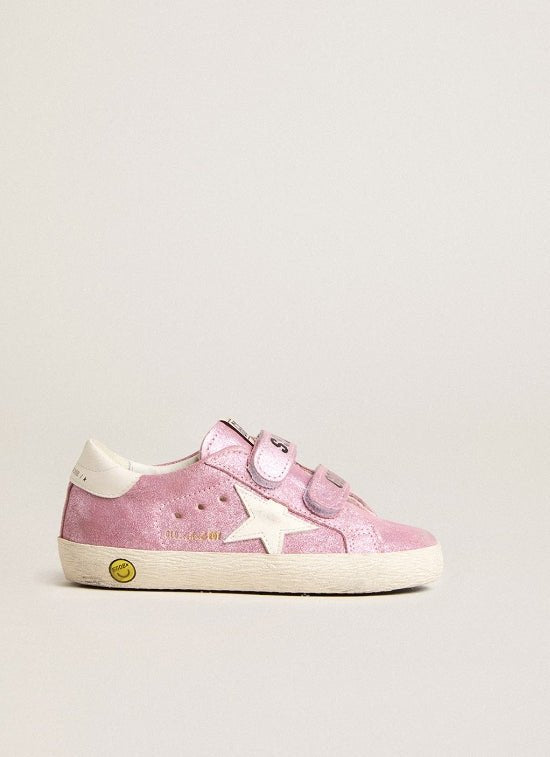 Old School Laminated suede Upper Leather Star and Heel - Pink/White - Posh New York