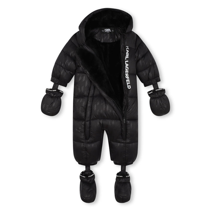 Pilot Suit with KL Monogram and Faux Fur - Black - Posh New York