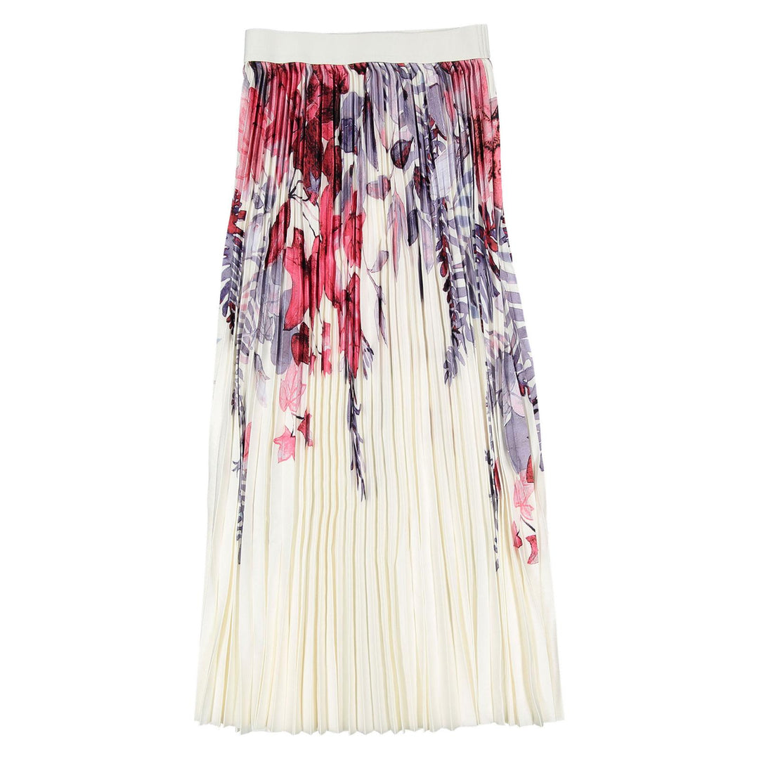 Pink and Purple Floral Pleated Maxi Skirt - Pink - Posh New York