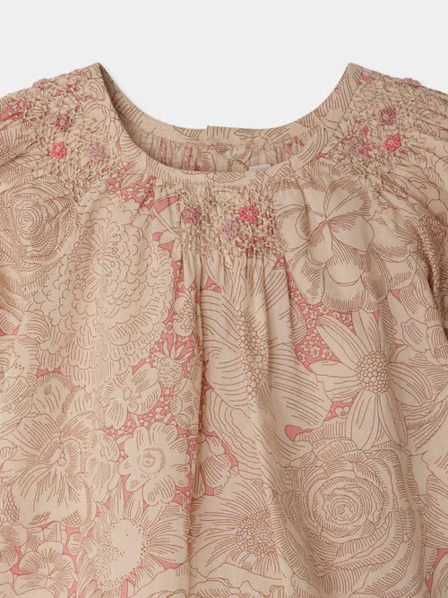 Pink Floral Romper Set - FL Rose Moyen 522 - Posh New York