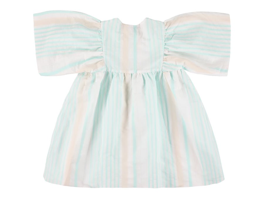 Pinstriped Dress With Balloon Sleeves - Mint - Posh New York