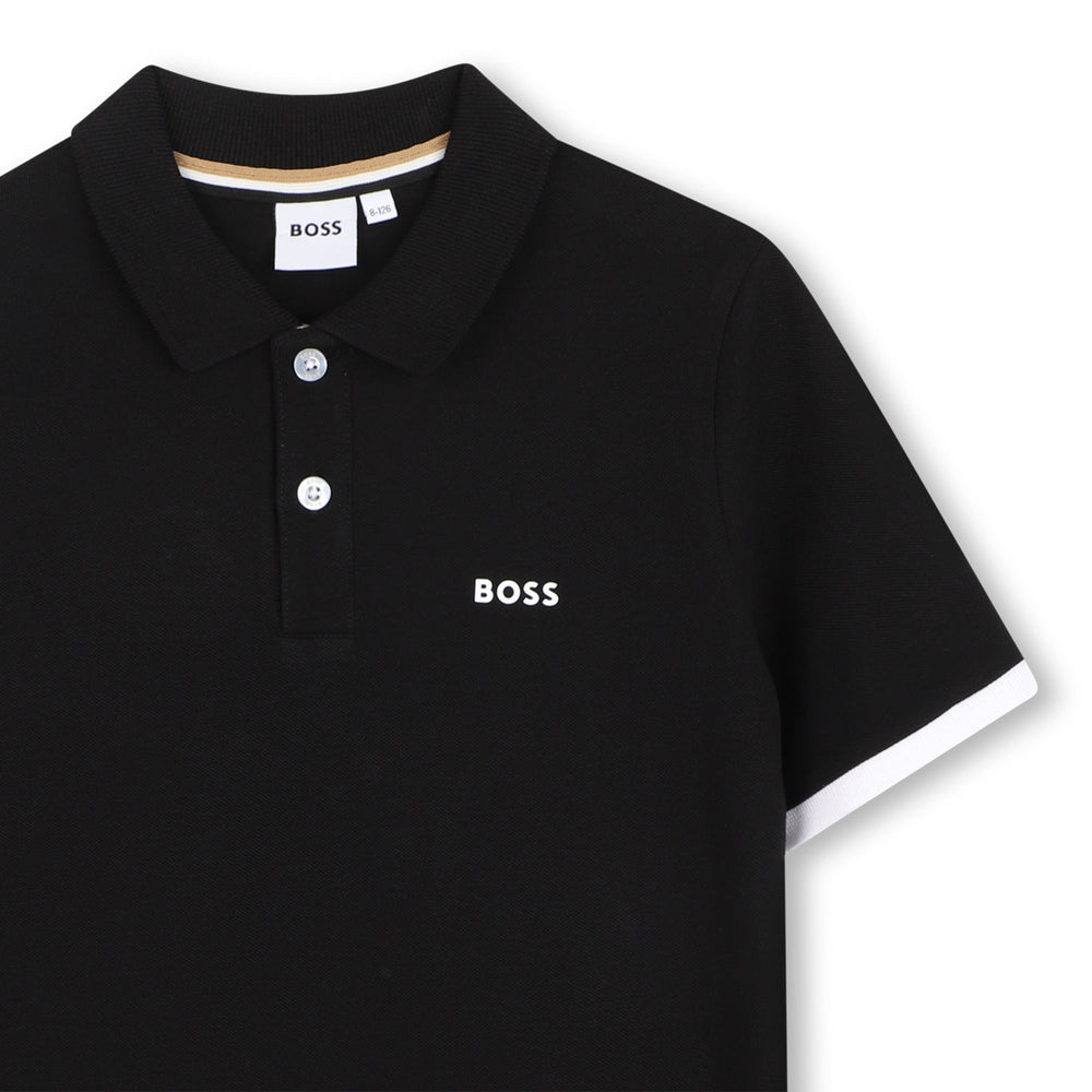 Piqu Shirt Boss Logo - 09B Black - Posh New York