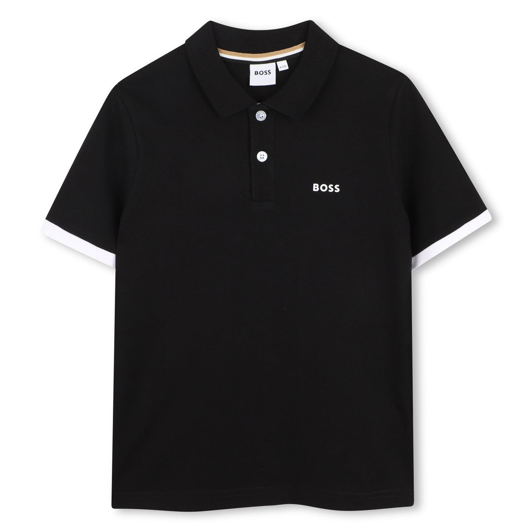 Piqu Shirt Boss Logo - 09B Black - Posh New York