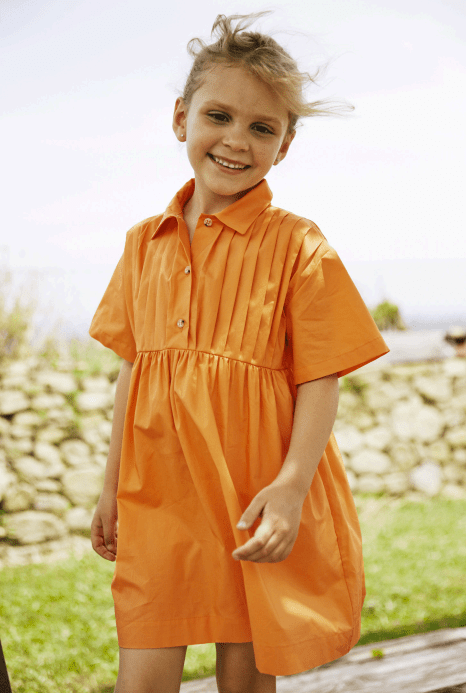 Pleated Front Dress - Orange - Posh New York