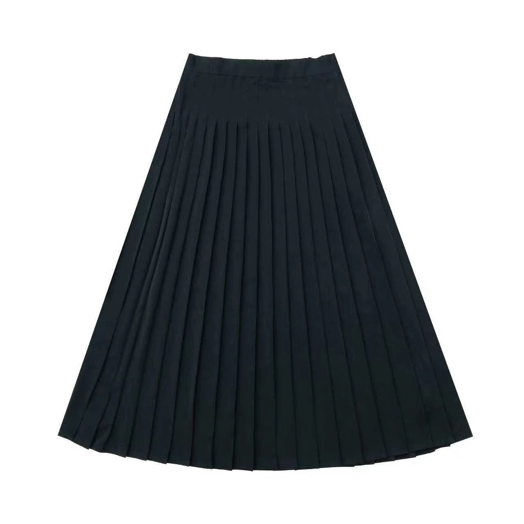 Pleated Silk Skirt - Black - Posh New York