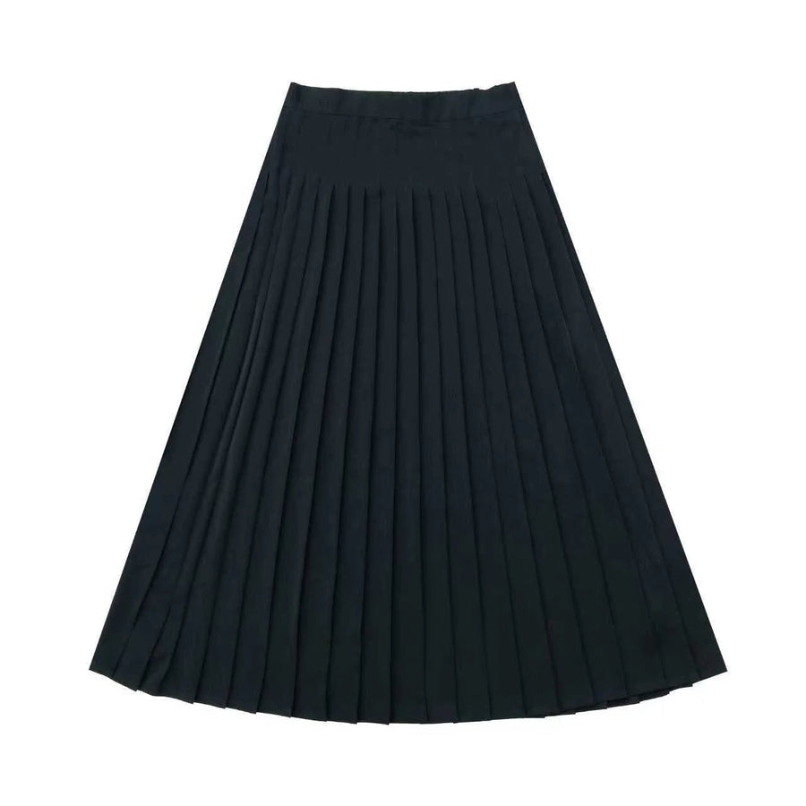 Pleated Silk Skirt - Black - Posh New York