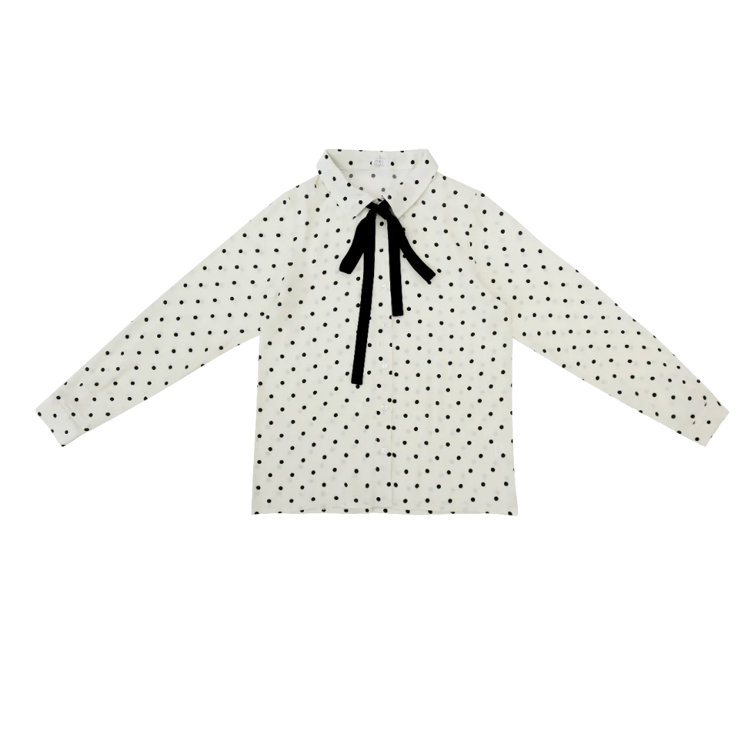 Polka Dot Blouse - Cream/Black - Posh New York