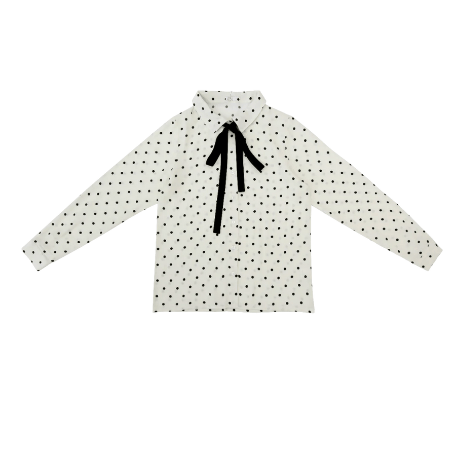 Polka Dot Blouse - Cream/Black - Posh New York