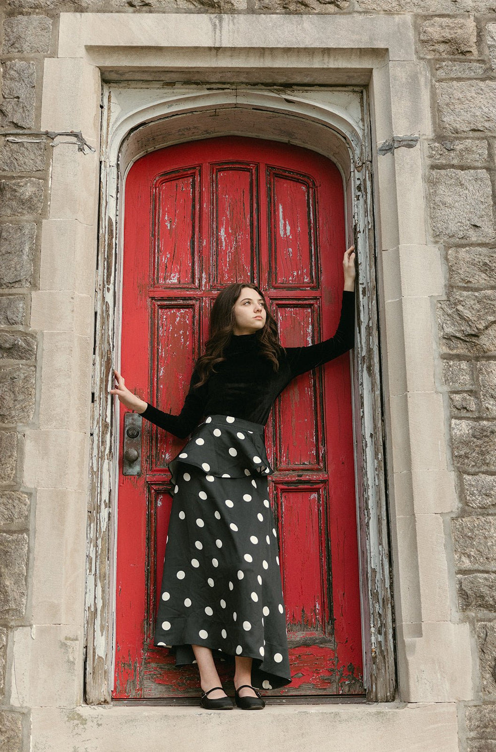 Polka Dot Ruffle Skirt - Black - Posh New York