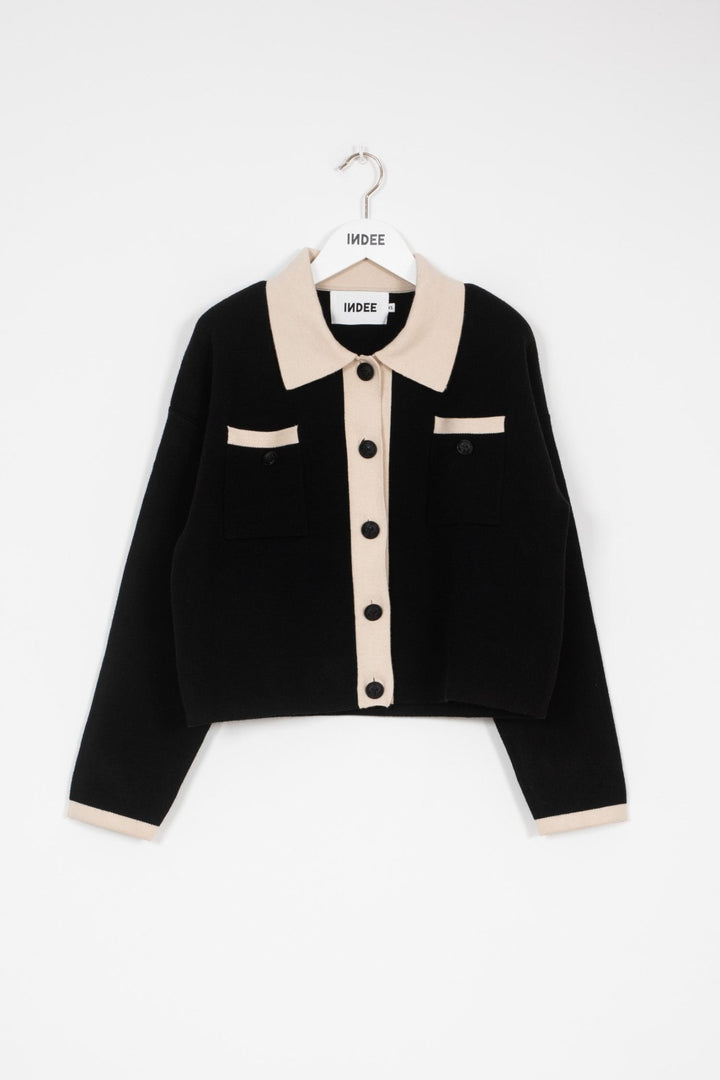 Polo Knit Cardigan - Black - Posh New York