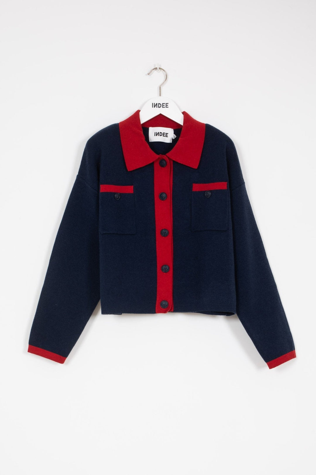 Polo Knit Cardigan - Navy - Posh New York