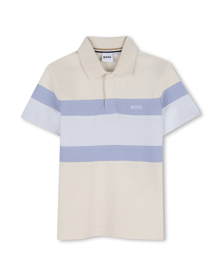 Polo Shirt With Colored Stripes And Boss Logo - 21C Sand - Posh New York