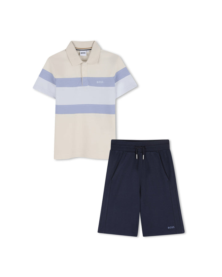 Polo Shirt With Colored Stripes And Boss Logo - 21C Sand - Posh New York