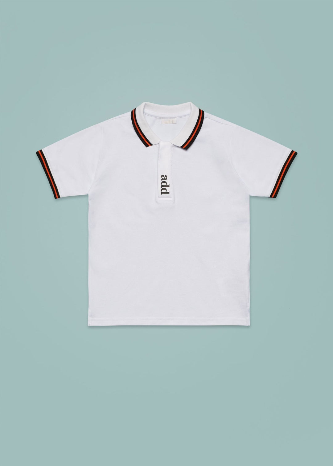 Polo with Contrast Lines and ADD Print - White - Posh New York