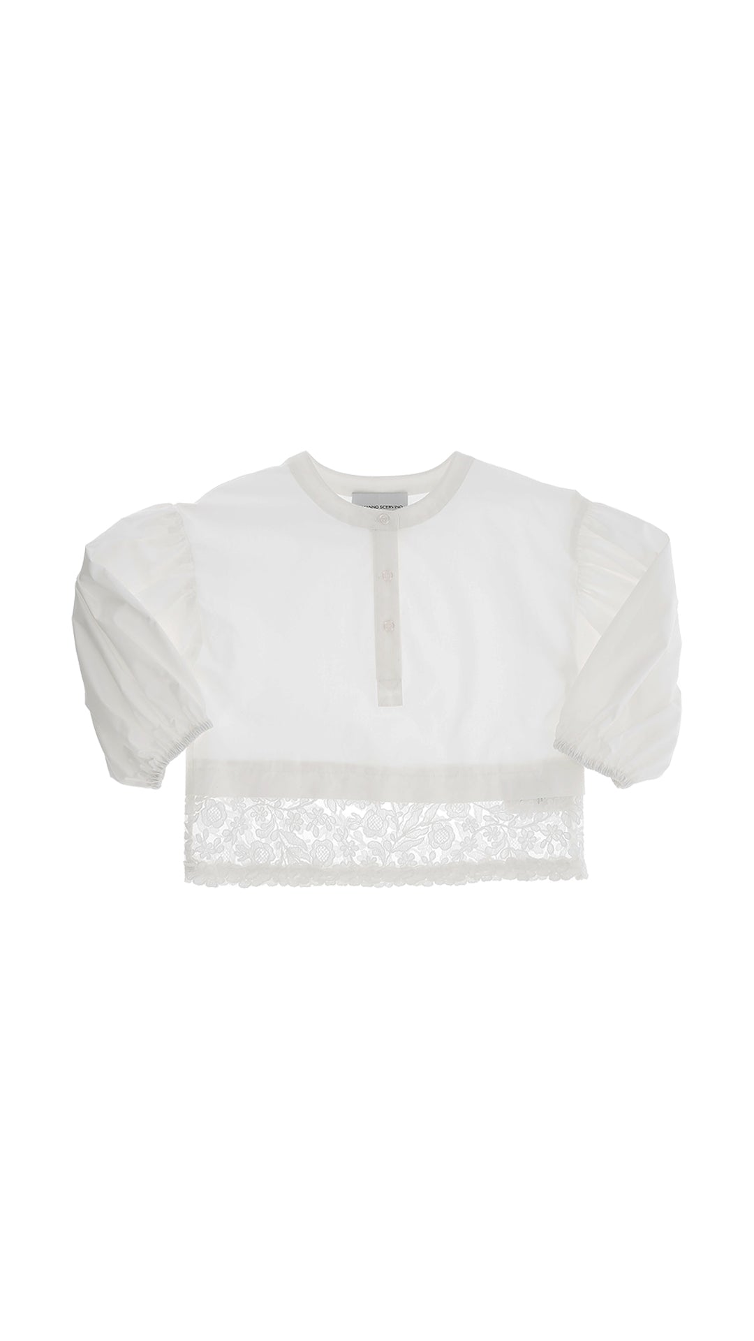 Poplin Blouse with Tulle Embroidered - Natural - Posh New York